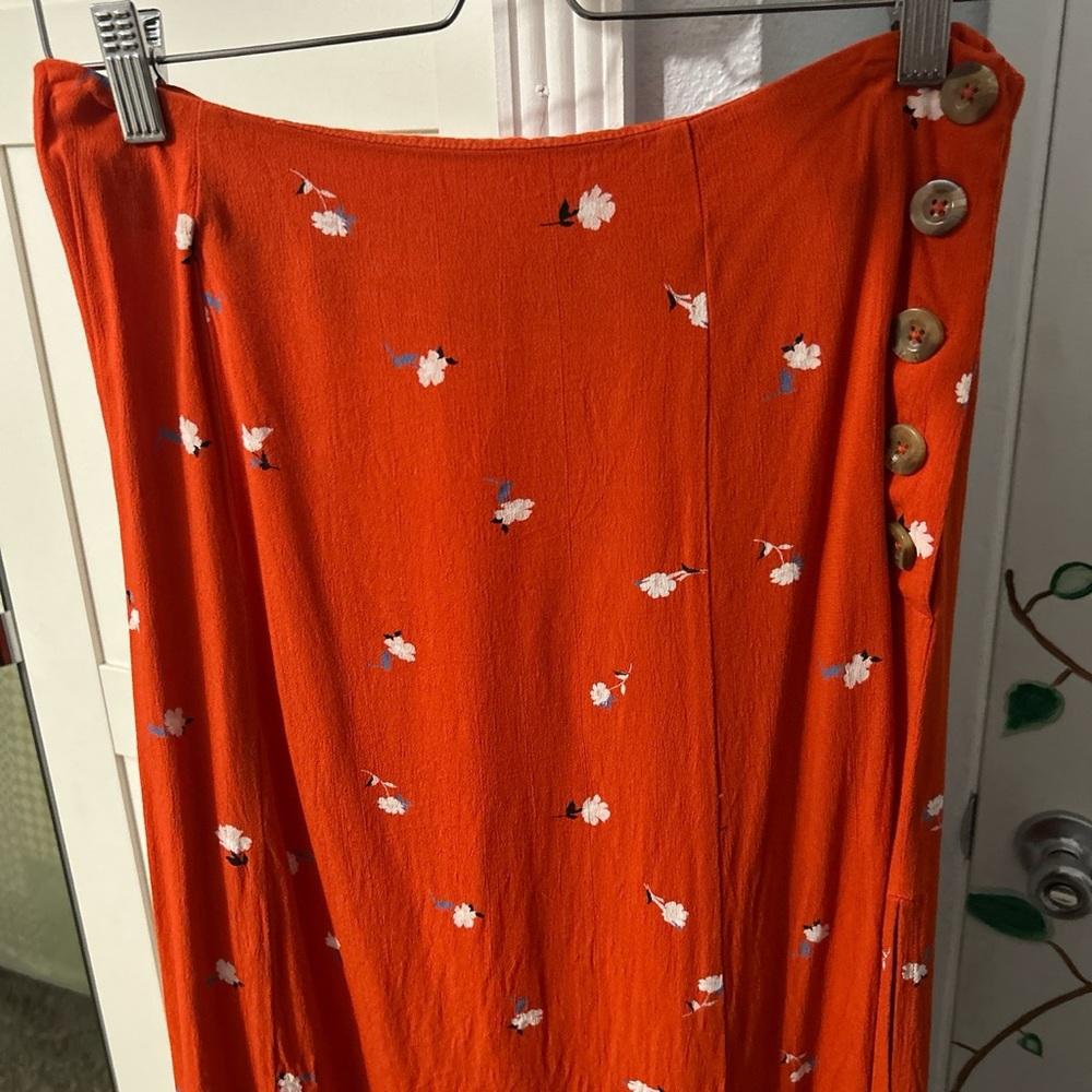 O’Neill Burnt Orange Floral Midi Skirt Size Large